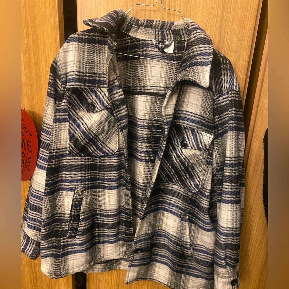 comfy blue flannel shacket